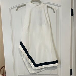 Gracia White Asymmetrical Top with Black Accents